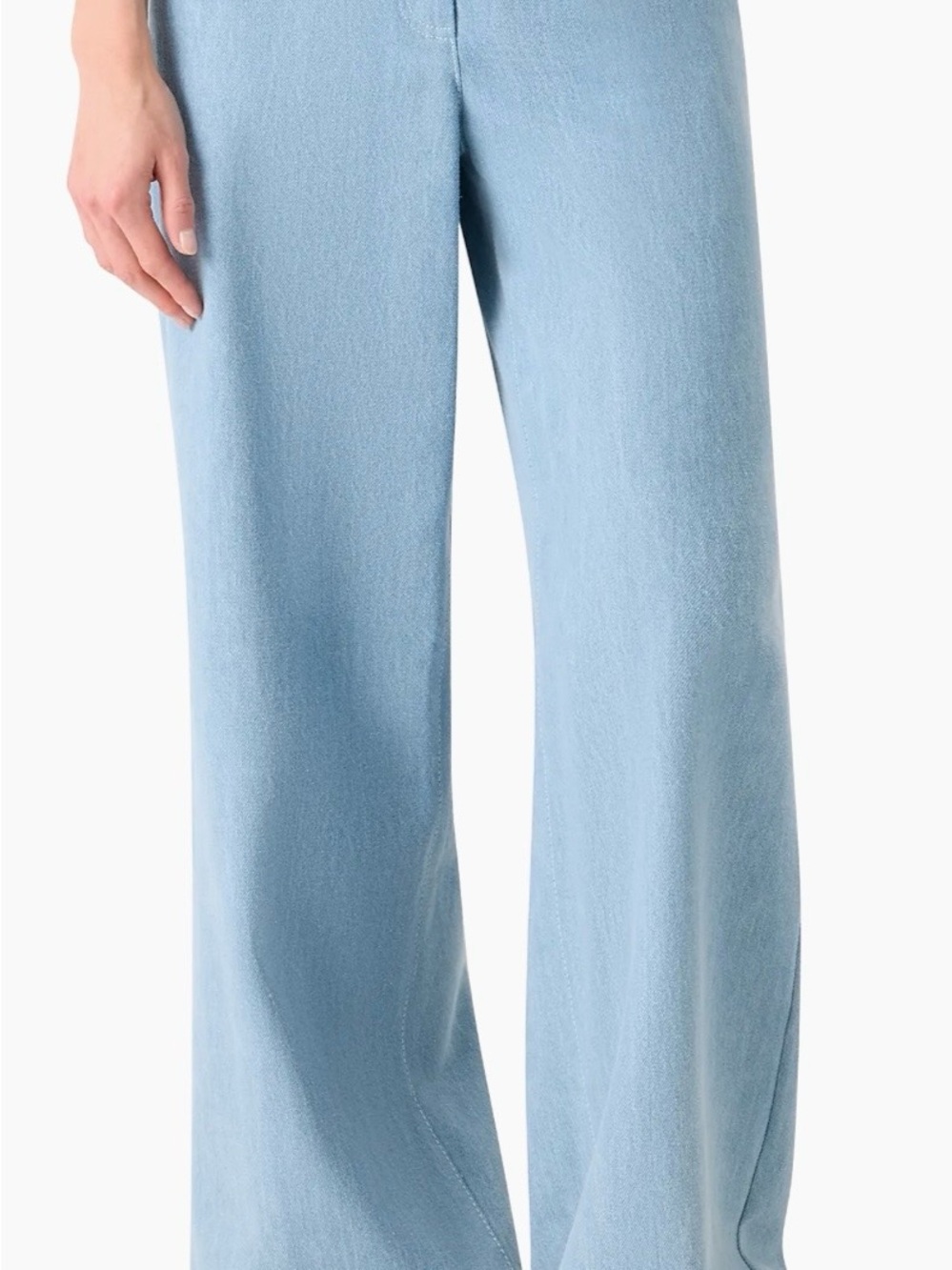 Akris Punto Cooper High Rise Wide Leg Jeans Size 8 Sky Blue Denim Luxury